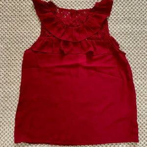 NWT! BB Dakota Red Lace Sleeveless Blouse Size XS